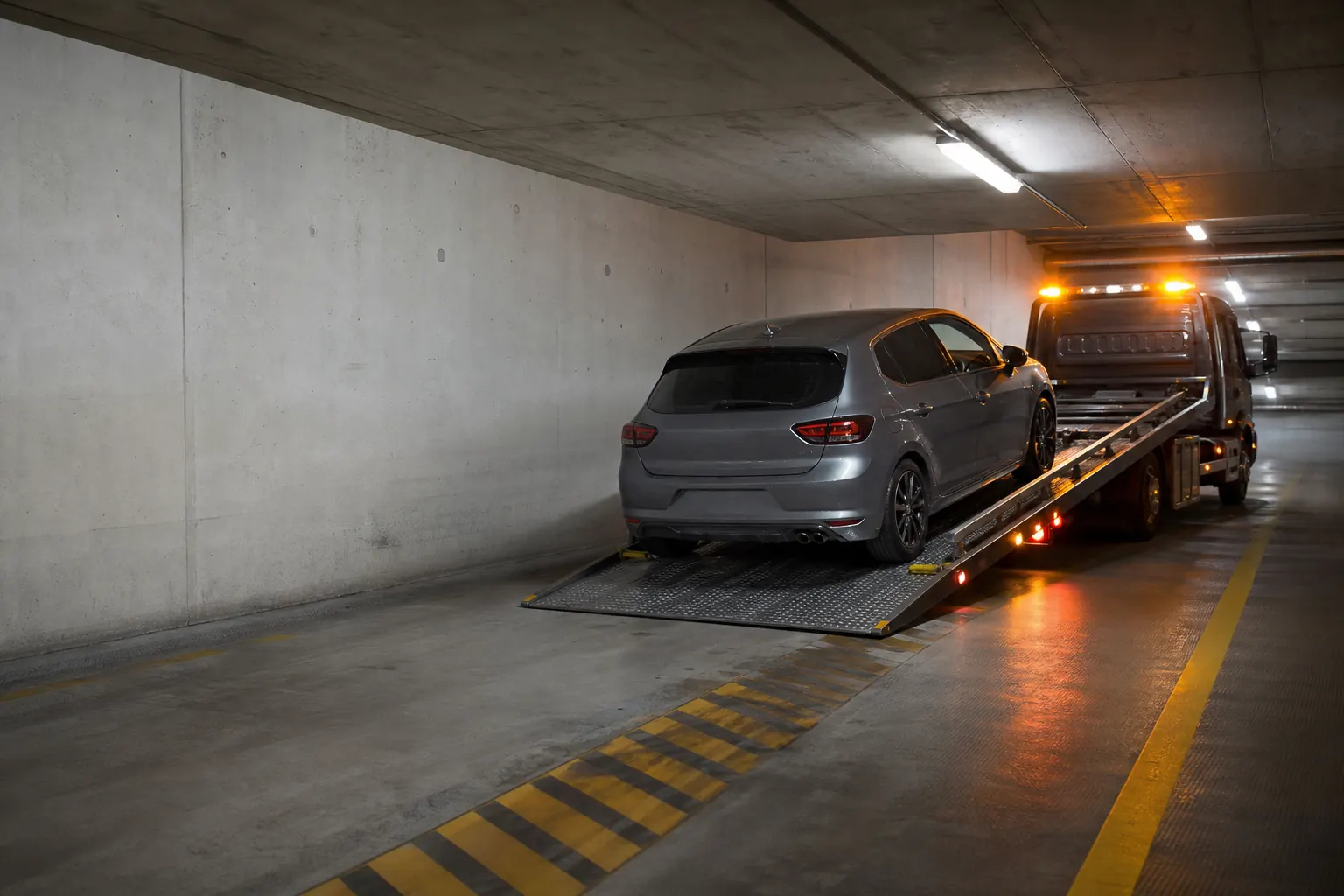 Remorquage en parking souterrain accès difficile — dépannage spécialisé SkyRoute Auto Haute-Savoie