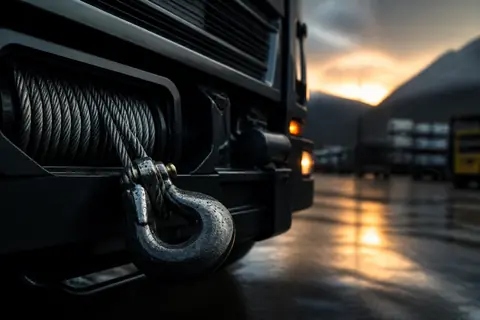 Treuil et crochet de dépannage professionnel sur véhicule de remorquage — équipement SkyRoute Auto Annemasse